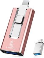 📸 розовый usb-флеш-накопитель looffy для телефона - 128 гб 4 в 1 флеш-память с usb 3.0 и type c - ios photostick мобильное внешнее хранилище, совместимое с телефоном/планшетом/otg android/пк - высокопроизводительный накопитель для фотографий. логотип