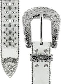 img 3 attached to Stylish Rhinestone Buckle 💎 Studded Western Cowgirl Women's Belt Accessories