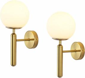 img 3 attached to KCO Lighting Modern Wall Sconce Golden Mid Century Industrial Matte Globe Glass Wall Light For Bedroom Vanity Light (Gold 2 Pack)