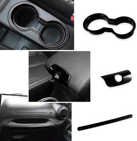 img 1 attached to Complete Interior Decoration Trim Kit - Steering Wheel & Center Console Trim, Gear Shift Knobs Frame & Air Outlet Cover Set for Jeep Wrangler JK JKU 2011-2018 2 & 4 Door (Black)