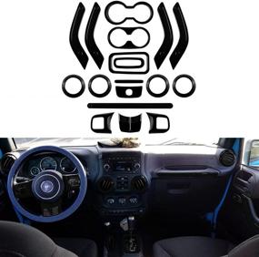 img 4 attached to Complete Interior Decoration Trim Kit - Steering Wheel & Center Console Trim, Gear Shift Knobs Frame & Air Outlet Cover Set for Jeep Wrangler JK JKU 2011-2018 2 & 4 Door (Black)