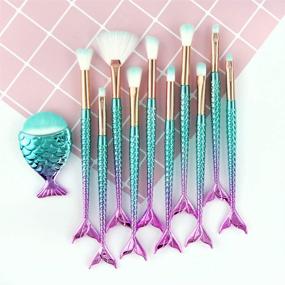 img 3 attached to Discover the Magic of Mermaid Makeup Brushes: 11PCs Professional Set for Flawless Foundation, Eyeshadow, and Blush Application