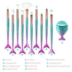 img 4 attached to Discover the Magic of Mermaid Makeup Brushes: 11PCs Professional Set for Flawless Foundation, Eyeshadow, and Blush Application