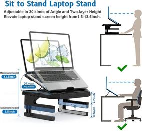 img 2 attached to 👨 Herigu Laptop Stand - Ergonomic 20-Level Angles, Height Adjustable & Portable Stand for Desk, 360° Rotating Base, Foldable Computer Stand Suitable for Laptops up to 15.6