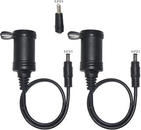 img 3 attached to 🔌 [2 PACK] DC 5.5mm x 2.1mm Jack Adapter - 12v DC Female Socket to 5.5mm x 2.1mm Male Barrel Plug Charger Cable for Portable UPS Battery Backup Emergency Backup Generator - Cigarette Lighter Replacement