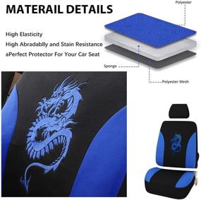 img 1 attached to 🐉 Dragon Pattern Car Seat Covers Full Set, Front Split Bench Back Seat Covers For Cars - 9pcs, Blue - Auto Parts Seat Protectors Motor Trend Car Seat Accessories for Women