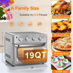 img 2 attached to 🍕 DAWAD 19QT Air Fryer Oven, Stainless Steel, 1500W, 10'' Pizza, 7 lbs Chicken, 4 Slice Bread - Countertop Convection Toaster Oven with 4 Accessories and 33 Recipes