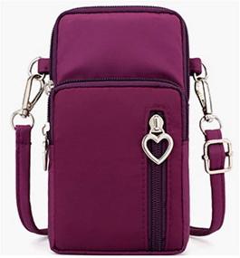 img 1 attached to 👜 Purple Women's Nylon Cell Phone Purse Small Crossbody Bag Sport Armband Wristband Wallet for iPhone 11 Pro Max, Galaxy Note 10+/9, S20+, S10 Plus, S20 Ultra, A50, A70, Moto G8+ G7 Power G6 Plus, LG Stylo 5/6