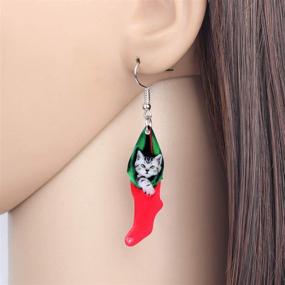 img 3 attached to 🎄 Acrylic Christmas American Shorthair Cat Dog Earrings - Dangle Drop Jewelry for Women Girls - Ideal Gift