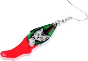 img 1 attached to 🎄 Acrylic Christmas American Shorthair Cat Dog Earrings - Dangle Drop Jewelry for Women Girls - Ideal Gift