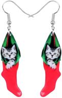 🎄 acrylic christmas american shorthair cat dog earrings - dangle drop jewelry for women girls - ideal gift logo