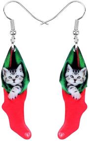 img 4 attached to 🎄 Acrylic Christmas American Shorthair Cat Dog Earrings - Dangle Drop Jewelry for Women Girls - Ideal Gift