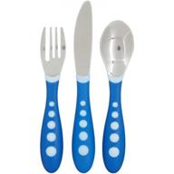 🍴 gerber graduates bpa free 3 piece kiddy cutlery set - blue logo