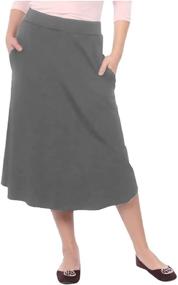 img 4 attached to 👗 Modest Lightweight Mid-Calf A-Line Skirt for Women with On Seam Pockets - Kosher Casual