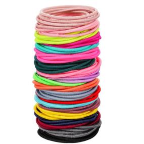 img 4 attached to 🎀 Multicolor 100 Count Girls Elastic Hair Ties – No Metal Hair Elastics with Ponytail Holders (3.5 x 0.2 cm)