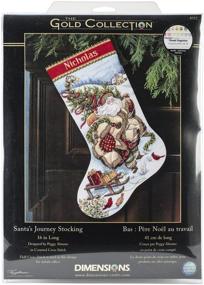 img 2 attached to 🧦 Dimensions Gold Collection Santa's Journey Stocking - Cross Stitch Kit, 16" Long