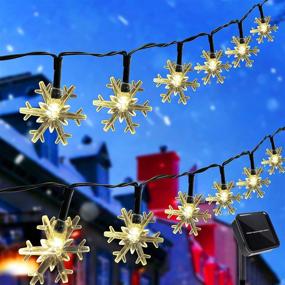 img 4 attached to 🌟 Twinkle Star Solar Snowflake String Lights: 100 LED 33 FT Outdoor Christmas Fairy Lights with 8 Lighting Modes – Waterproof Holiday New Year Wedding Party Xmas Tree Garden Decor in Warm White