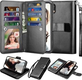 img 4 attached to 📱 Njjex Wallet Case for iPhone XR, iPhone XR Case with PU Leather, 9 Card Slots, ID Credit Holder, Folio Flip Cover, Detachable Kickstand, Magnetic Phone Case and Lanyard for iPhone XR 6.1" 2018 (Black)