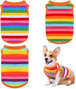 img 4 attached to 🌈 URATOT 3 Pieces Dog Rainbow Stripe Shirts: Sleeveless T-Shirt Pet Clothes for Summer Comfort and Style