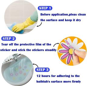 img 1 attached to 14 PCS Daisy Flower Shape Non-Slip Bathtub Stickers for Shower and 🛁 Bath Safety - Adhesive Appliques with Premium Scraper – Shower Treads for Bathtub
