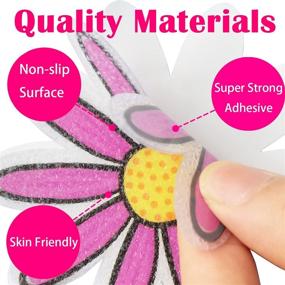 img 3 attached to 14 PCS Daisy Flower Shape Non-Slip Bathtub Stickers for Shower and 🛁 Bath Safety - Adhesive Appliques with Premium Scraper – Shower Treads for Bathtub