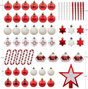 img 3 attached to Decorate Your Christmas Tree with 67 PCS Red and White 🎄 Shatterproof Ornaments, Including Tree Topper for Xmas Decoration - Perfect for Holiday Parties!