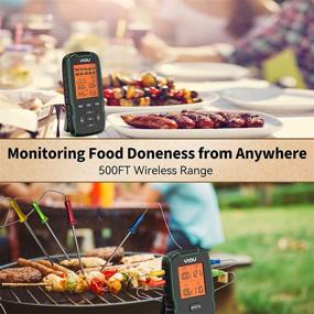 img 3 attached to 🥩 YIOU Wireless Meat Thermometer: Ultra Accurate Cooking Tool with 4 Probes, 500FT Range for Oven, Smoker, Green
