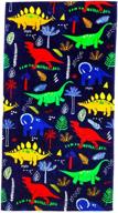 🏖️ yifontin kids beach towel: soft 100% cotton dinosaur terry blanket throw, 24” x 48” - perfect for travel, beach, swimming, bath, camping, & picnic logo