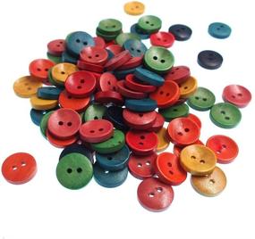 img 3 attached to 🔘 RayLineDo Pack of 100pcs: Various Colors 15mm Round Buttons with 2 Holes - Concave Retro Wooden Buttons for DIY Sewing Crafting