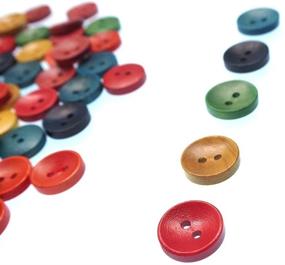 img 1 attached to 🔘 RayLineDo Pack of 100pcs: Various Colors 15mm Round Buttons with 2 Holes - Concave Retro Wooden Buttons for DIY Sewing Crafting