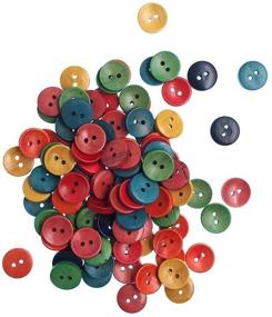 img 4 attached to 🔘 RayLineDo Pack of 100pcs: Various Colors 15mm Round Buttons with 2 Holes - Concave Retro Wooden Buttons for DIY Sewing Crafting