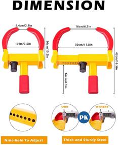 img 3 attached to Turnart Heavy Duty Wheel Lock - Universal Security Trailer Wheel Locks for Car ATV SUV Golf Cart Motorcycle - Anti-Theft, Deterrent - Bright Red/Yellow - Includes 3 Keys