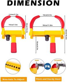 img 3 attached to Замок для колес Turnart Heavy Duty - универсальные защитные замки для прицепов автомобилей, квадроциклов, внедорожников, гольф-каров и мотоциклов - антикражные, обеспечивающие защиту - ярко-красный/желтый - в комплекте 3 ключа.
