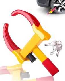 img 4 attached to Turnart Heavy Duty Wheel Lock - Universal Security Trailer Wheel Locks for Car ATV SUV Golf Cart Motorcycle - Anti-Theft, Deterrent - Bright Red/Yellow - Includes 3 Keys