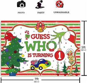 img 3 attached to 🎄 Funnytree 7x5ft Merry Christmas 1st Birthday Backdrop: Winter Wonderland Baby Bday Party with Cartoon Trees Photography Background, Red and Green Glitter Cake Table Decorations Banner, Perfect for Photo Booth Supplies