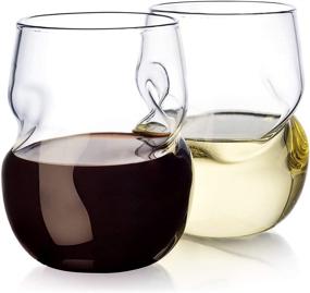 img 4 attached to 🍷 Premium Dragon Glassware Wine Glasses - Stemless with Finger Indentations for Red and White Wine, Ideal Christmas Gifts with 16-Ounce Capacity, Set of 2