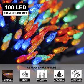 img 2 attached to 🎄 Enhance Your Christmas Decor with PABIPABI 31FT 100LT Multicolor Fairy Lights - Plug in Connectable String Lights for a Festive Home, Tree, Garden, Yard, and Party