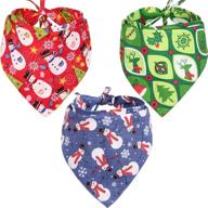 🐾 kzhareen 3 pack christmas reversible dog bandana triangle bibs scarf - perfect accessories for dogs, cats, and pets логотип