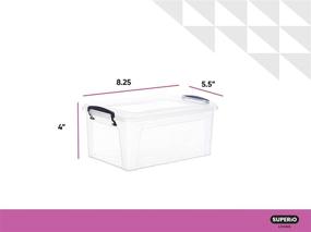 img 2 attached to 📦 Superio Clear Plastic Storage Box - 1.75 Quart Small Container Bin with Lid: Stackable, Snap Lock Handles