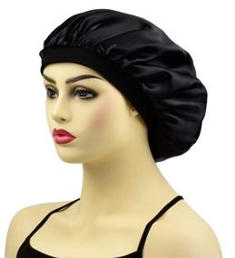 img 1 attached to Шелковые ночные шапочки для женщин с кудрявыми волосами и девочек - широкие повязки для головы для ночного сна, естественный уход за волосами