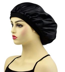 img 2 attached to Шелковые ночные шапочки для женщин с кудрявыми волосами и девочек - широкие повязки для головы для ночного сна, естественный уход за волосами