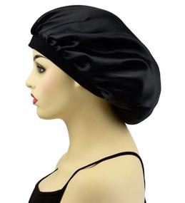 img 3 attached to Шелковые ночные шапочки для женщин с кудрявыми волосами и девочек - широкие повязки для головы для ночного сна, естественный уход за волосами
