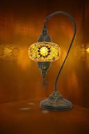 🌟 exquisite mozaist turkish lamp: stunning swan neck mosaic table lamp for a moroccan-inspired antique bohemian vintage decor with tiffany stained glass shade, us plug, and e12 socket логотип