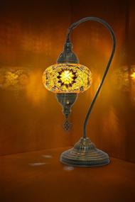 img 4 attached to 🌟 Exquisite MOZAIST Turkish Lamp: Stunning Swan Neck Mosaic Table Lamp for a Moroccan-inspired Antique Bohemian Vintage Decor with Tiffany Stained Glass Shade, US Plug, and E12 Socket