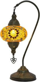 img 3 attached to 🌟 Exquisite MOZAIST Turkish Lamp: Stunning Swan Neck Mosaic Table Lamp for a Moroccan-inspired Antique Bohemian Vintage Decor with Tiffany Stained Glass Shade, US Plug, and E12 Socket