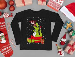 img 1 attached to 🦖 T-Rex Ugly Christmas Sweater Kids Sweatshirt: Funny Dinosaur Long Sleeve Tshirt for a Festive Look!