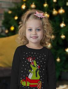 img 3 attached to 🦖 T-Rex Ugly Christmas Sweater Kids Sweatshirt: Funny Dinosaur Long Sleeve Tshirt for a Festive Look!