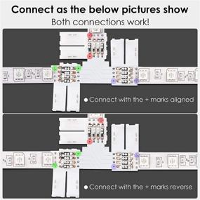 img 2 attached to T Shape 4-Pin LED Connectors 10-Pack - JACKYLED 10mm Wide Unwired Solderless Gapless Adapter Connectors Terminal Extension 12V 72W with 32pcs Clips for 5050 3528 SMD RGB LED Strip Lights: Buy Now!