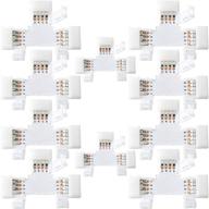 t shape 4-pin led connectors 10-pack - jackyled 10mm wide unwired solderless gapless adapter connectors terminal extension 12v 72w with 32pcs clips for 5050 3528 smd rgb led strip lights: buy now! логотип