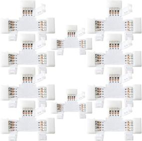 img 4 attached to T Shape 4-Pin LED Connectors 10-Pack - JACKYLED 10mm Wide Unwired Solderless Gapless Adapter Connectors Terminal Extension 12V 72W with 32pcs Clips for 5050 3528 SMD RGB LED Strip Lights: Buy Now!